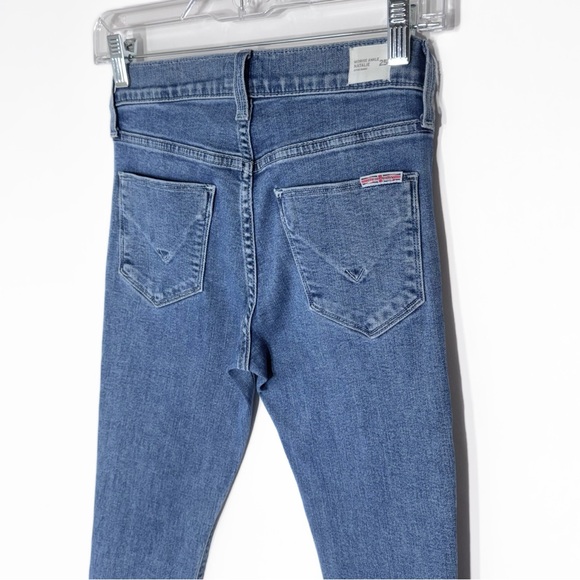 Hudson Fringe Hem Mid Rise Medium Wash Ankle Cropped Super Skinny Jeans Size 25 - Picture 6 of 12